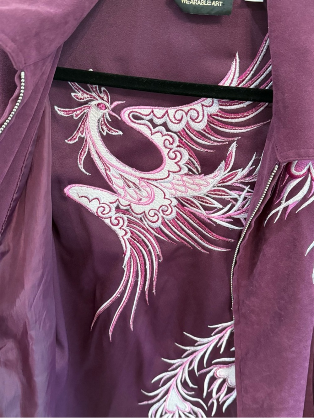 Bob Mackie Wearable Art Purple Faux Suede Phoenix Jacket Boho Glam Vintage L - Picture 8 of 10